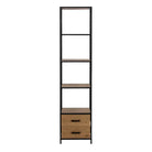 Seaford Bookcase with 2 Drawers and 3 Shelves in Black & Oak - Price Crash Furniture