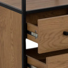 Seaford Bookcase with 2 Drawers and 3 Shelves in Black & Oak - Price Crash Furniture