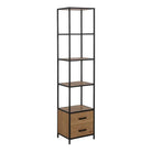 Seaford Bookcase with 2 Drawers and 3 Shelves in Black & Oak - Price Crash Furniture