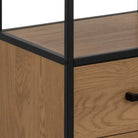 Seaford Bookcase with 2 Drawers and 3 Shelves in Black & Oak - Price Crash Furniture