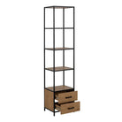 Seaford Bookcase with 2 Drawers and 3 Shelves in Black & Oak - Price Crash Furniture