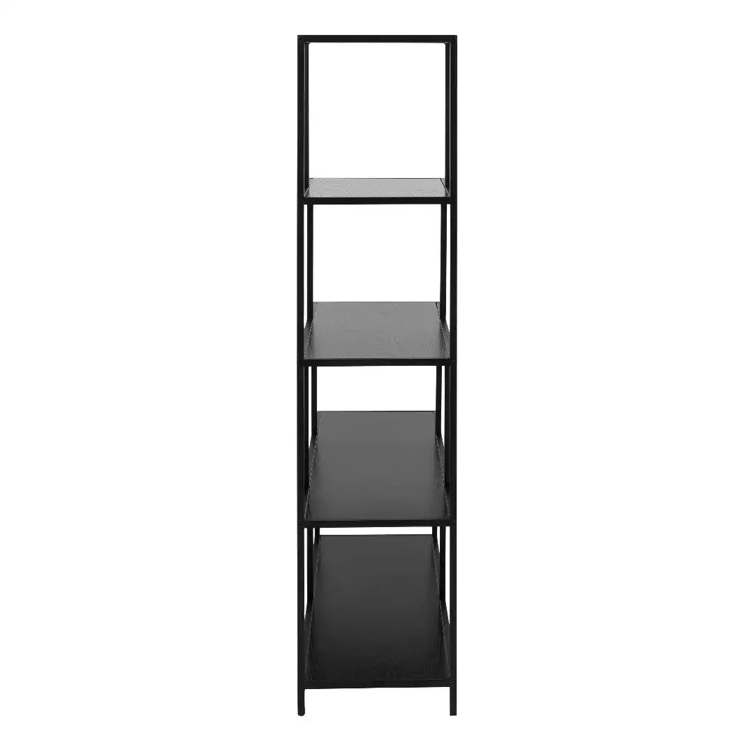 Seaford Bookcase with 4 Shelves in Black - Price Crash Furniture
