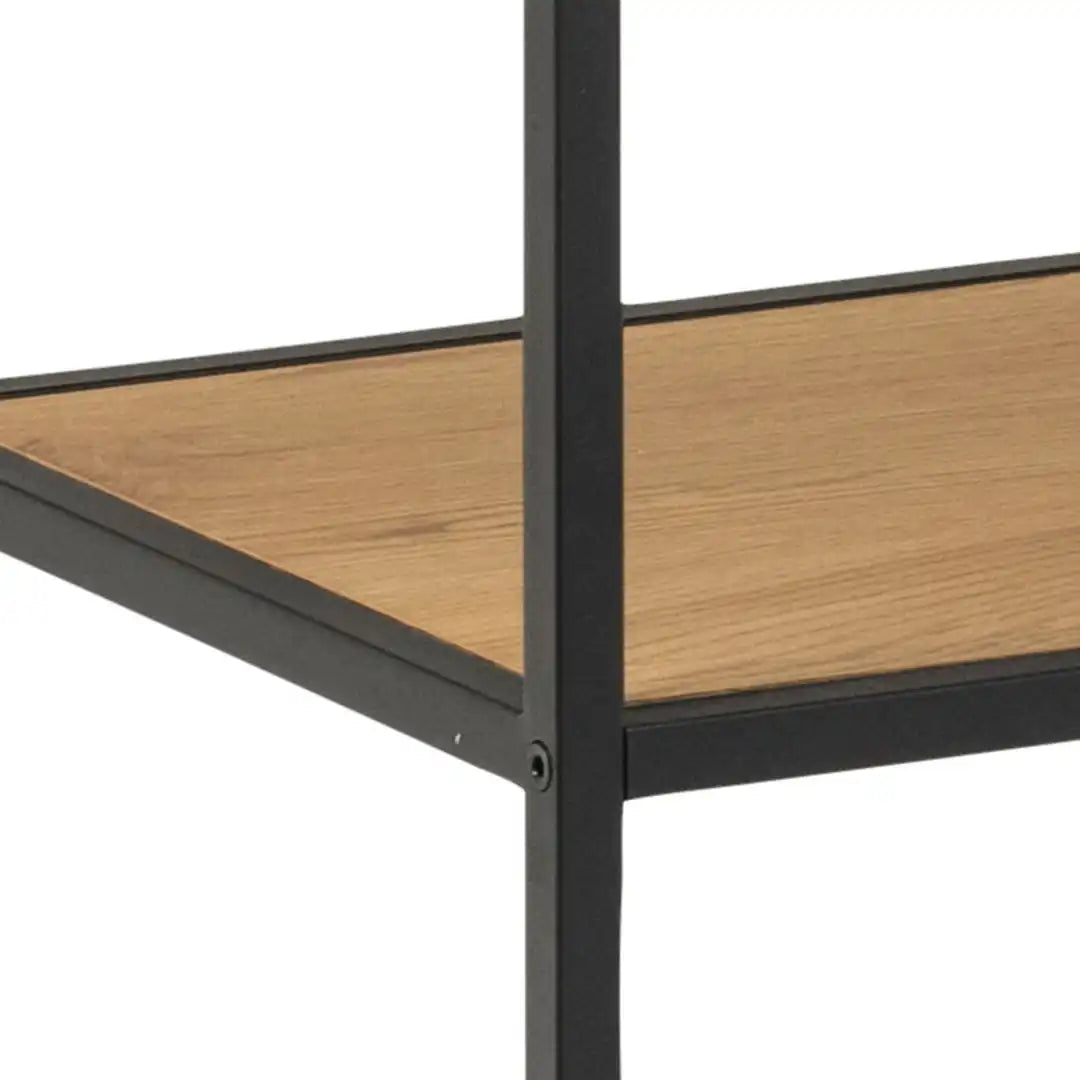 Seaford Bookcase with 4 Shelves in Black and Oak - Price Crash Furniture