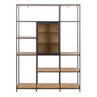 Seaford Bookcase with 7 Shelves and Glass Front Display in Black and Oak - Price Crash Furniture