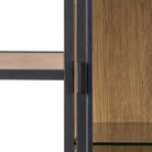 Seaford Bookcase with 7 Shelves and Glass Front Display in Black and Oak - Price Crash Furniture