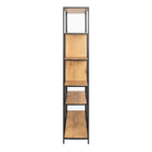 Seaford Bookcase with 7 Shelves and Glass Front Display in Black and Oak - Price Crash Furniture