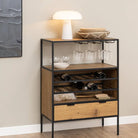 Seaford Cabinet in Black and Oak - Price Crash Furniture