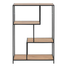 Seaford Black Metal Asymmetrical Bookcase with 3 Oak Shelves - Price Crash Furniture