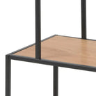Seaford Black Metal Asymmetrical Bookcase with 3 Oak Shelves - Price Crash Furniture