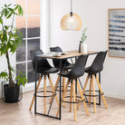 Seaford Black Metal Bar Table with Oak Top - Price Crash Furniture
