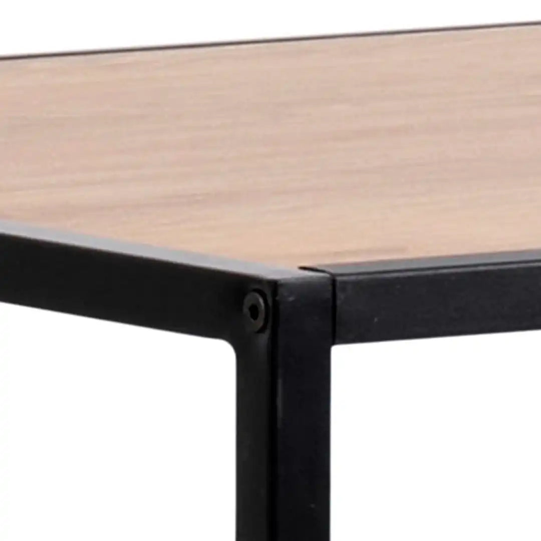 Seaford Black Metal Bar Table with Oak Top - Price Crash Furniture