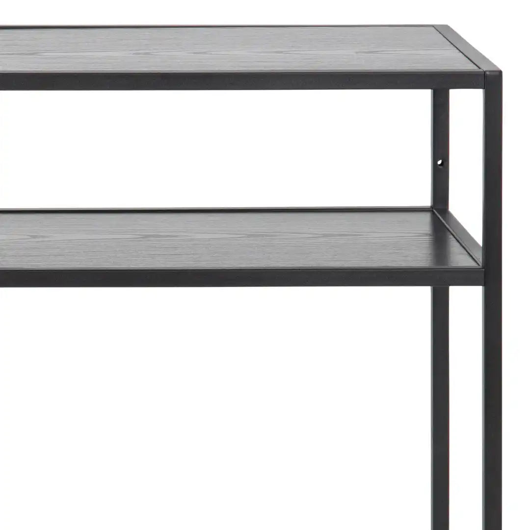 Seaford Black Metal Console Table with Black Top - Price Crash Furniture