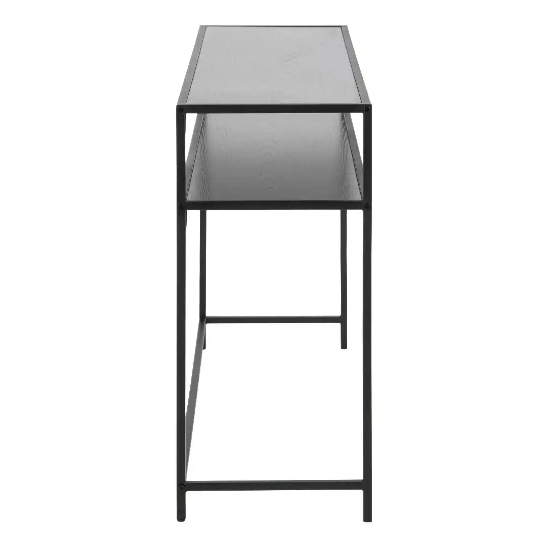 Seaford Black Metal Console Table with Black Top - Price Crash Furniture