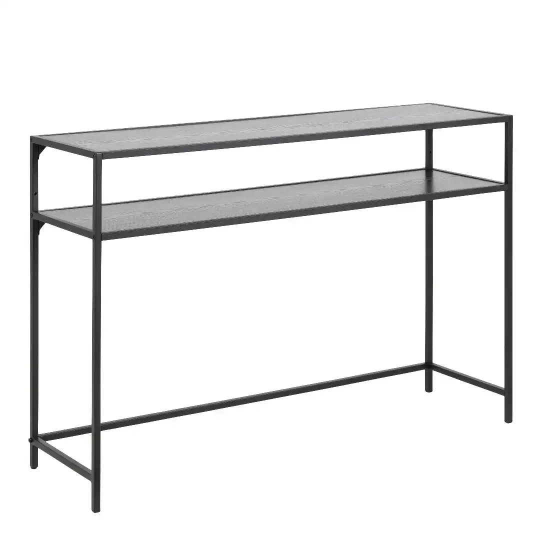 Seaford Black Metal Console Table with Black Top - Price Crash Furniture