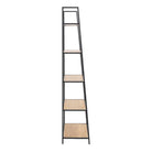 Seaford Black Metal Ladder Bookcase with 5 Oak Shelves - Price Crash Furniture