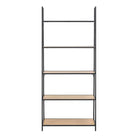 Seaford Black Metal Ladder Bookcase with 5 Oak Shelves - Price Crash Furniture