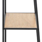 Seaford Black Metal Ladder Bookcase with 5 Oak Shelves - Price Crash Furniture