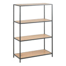 Seaford Black Metal Low Bookcase with 3 Oak Shelves - Price Crash Furniture