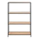 Seaford Black Metal Low Bookcase with 3 Oak Shelves - Price Crash Furniture