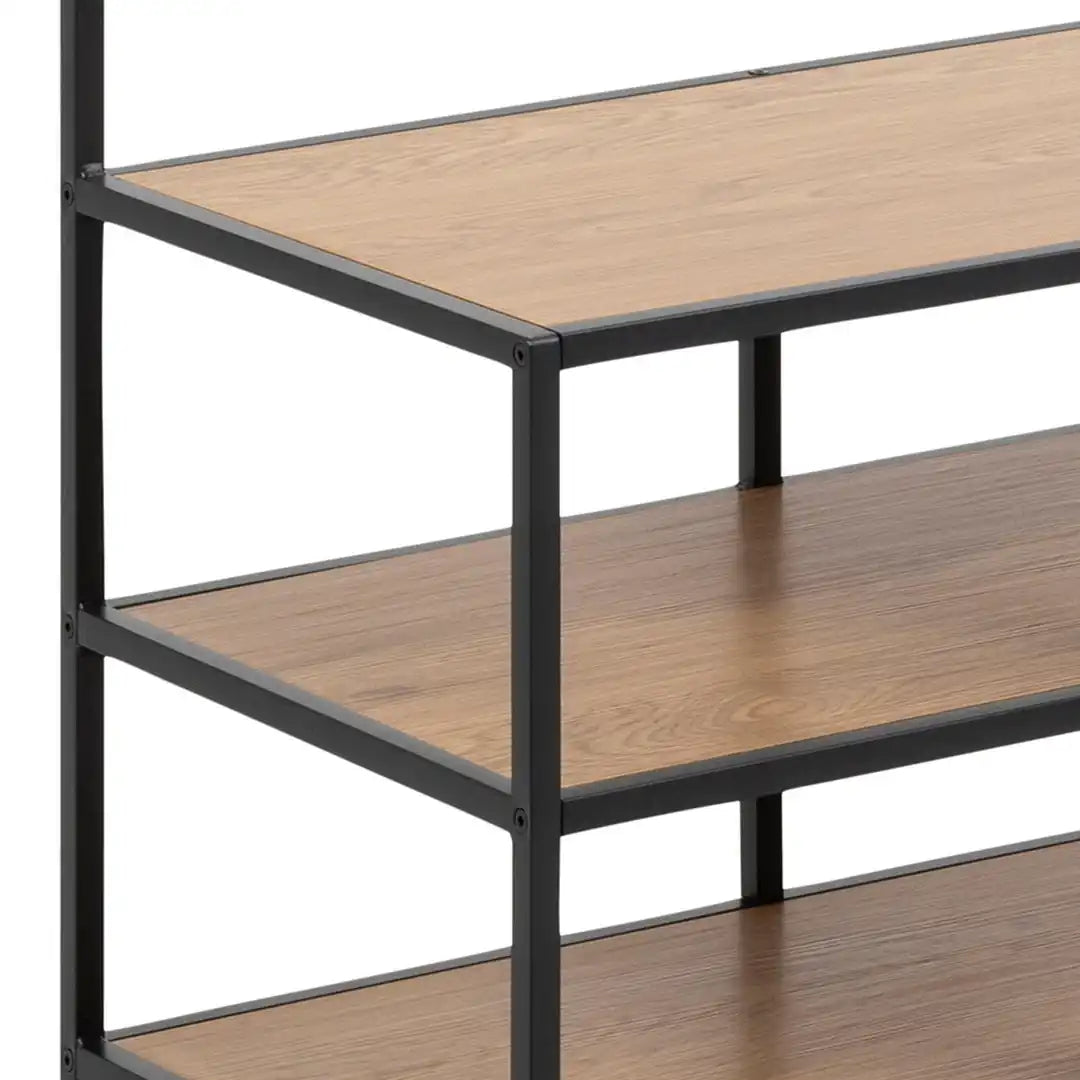 Seaford Clothes Rack with 3 Shelves in Black and Oak - Price Crash Furniture