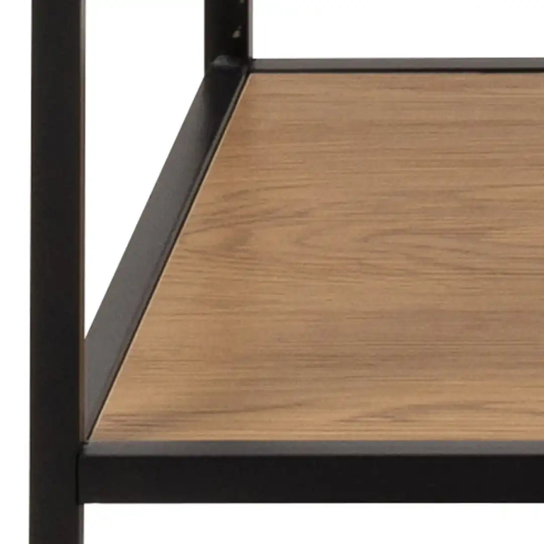 Seaford Clothes Rack with 4 Shelves in Black and Oak - Price Crash Furniture