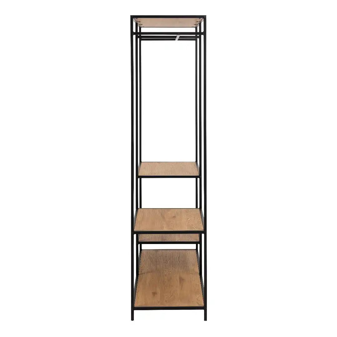 Seaford Clothes Rack with 4 Shelves in Black and Oak - Price Crash Furniture