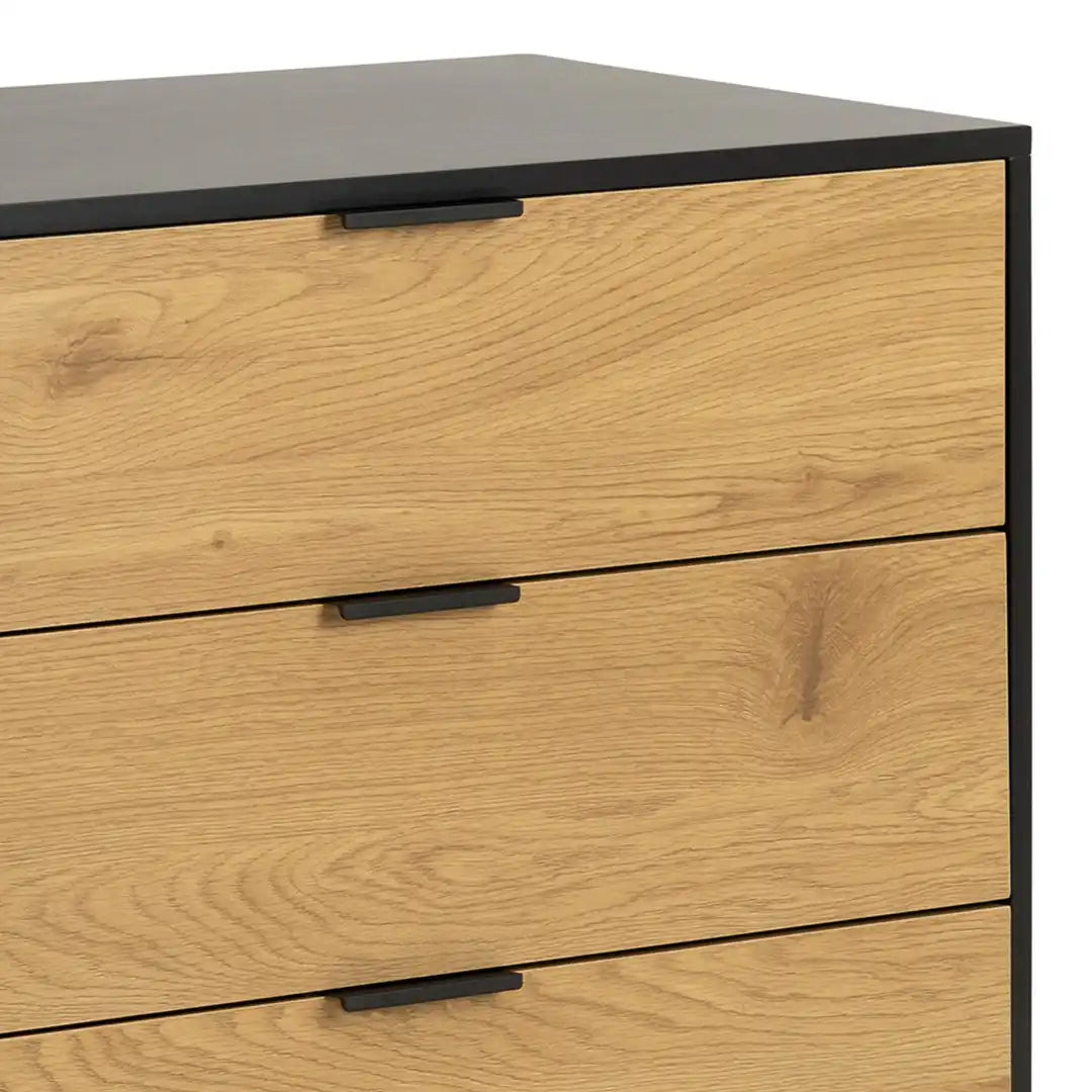 Seaford Sideboard with 2 Doors and 3 Drawers in Black - Price Crash Furniture