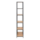Seaford Tall Black Metal Bookcase with 5 Oak Shelves - Price Crash Furniture