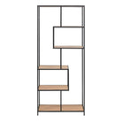 Seaford Tall Black Metal Bookcase with 5 Oak Shelves - Price Crash Furniture