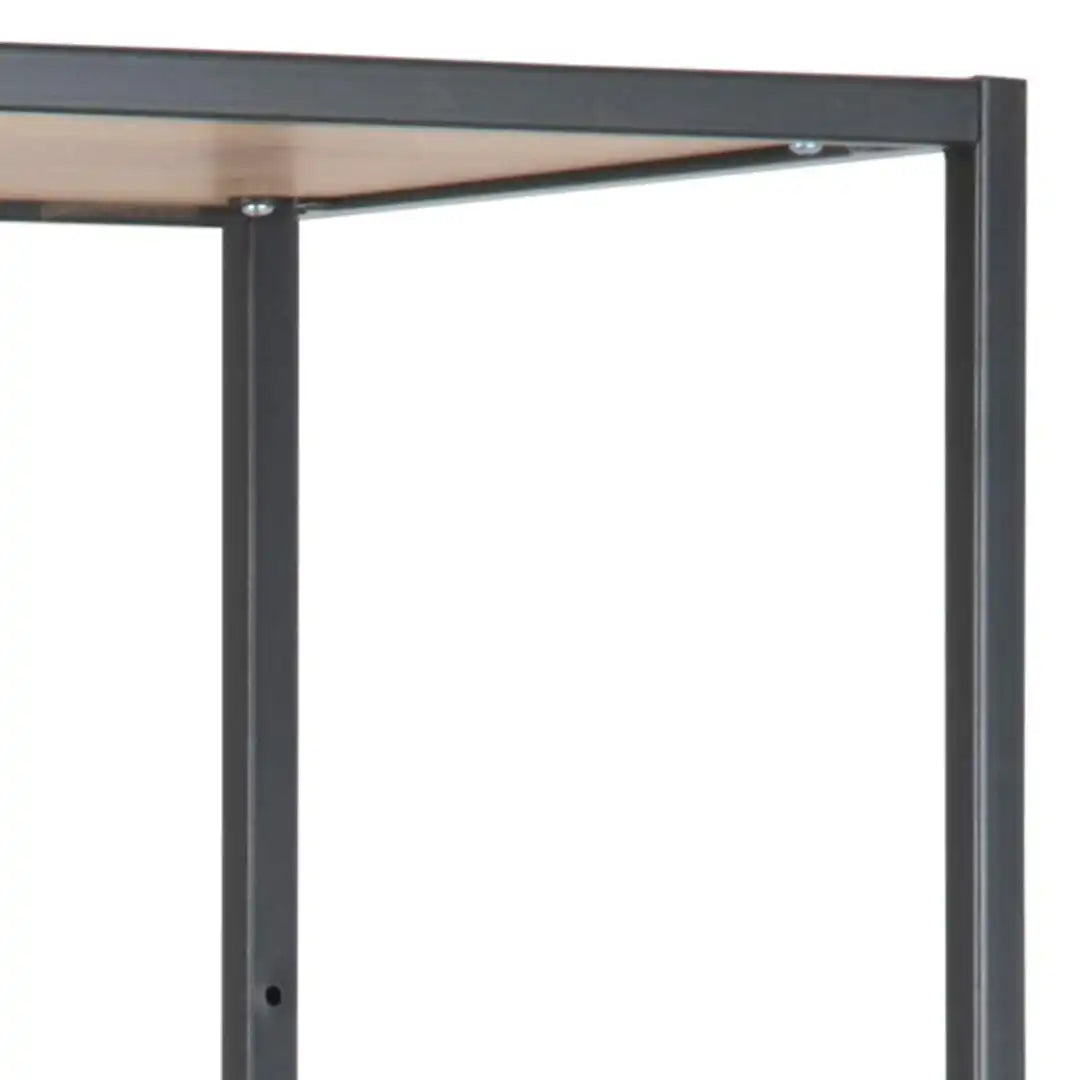 Seaford Tall Black Metal Bookcase with 5 Shelves in Oak - Price Crash Furniture