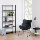 Seaford Tall Black Metal Bookcase with 5 Shelves in Oak - Price Crash Furniture