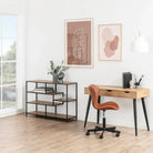 Seaford Wide Black Metal Bookcase with 4 Oak Shelves - Price Crash Furniture