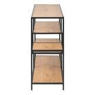 Seaford Wide Black Metal Bookcase with 4 Oak Shelves - Price Crash Furniture
