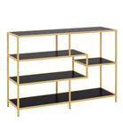 Seaford Wide Gold Metal Bookcase with 4 Black Shelves - Price Crash Furniture