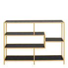 Seaford Wide Gold Metal Bookcase with 4 Black Shelves - Price Crash Furniture