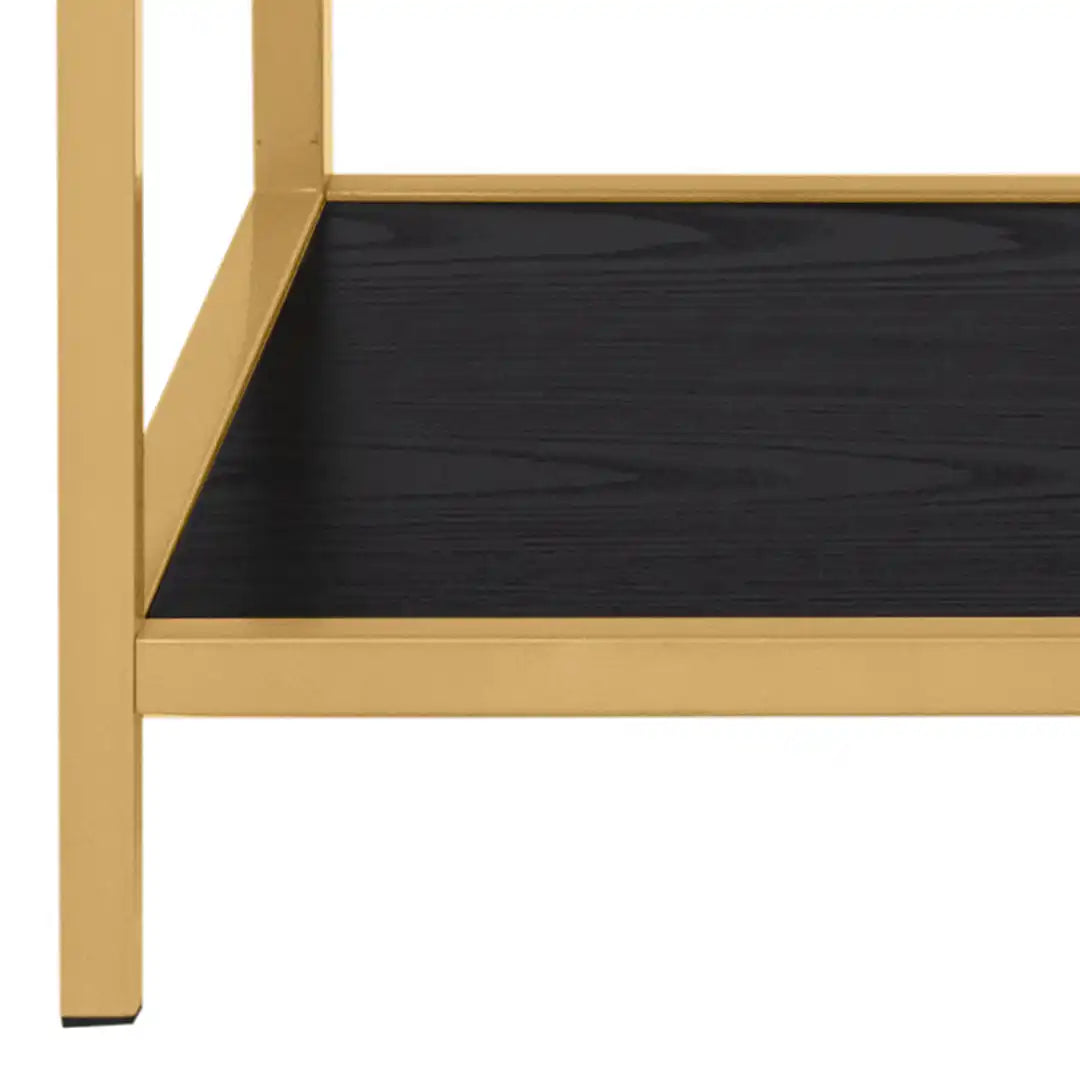 Seaford Wide Gold Metal Bookcase with 4 Black Shelves - Price Crash Furniture