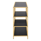Seaford Wide Gold Metal Bookcase with 4 Black Shelves - Price Crash Furniture