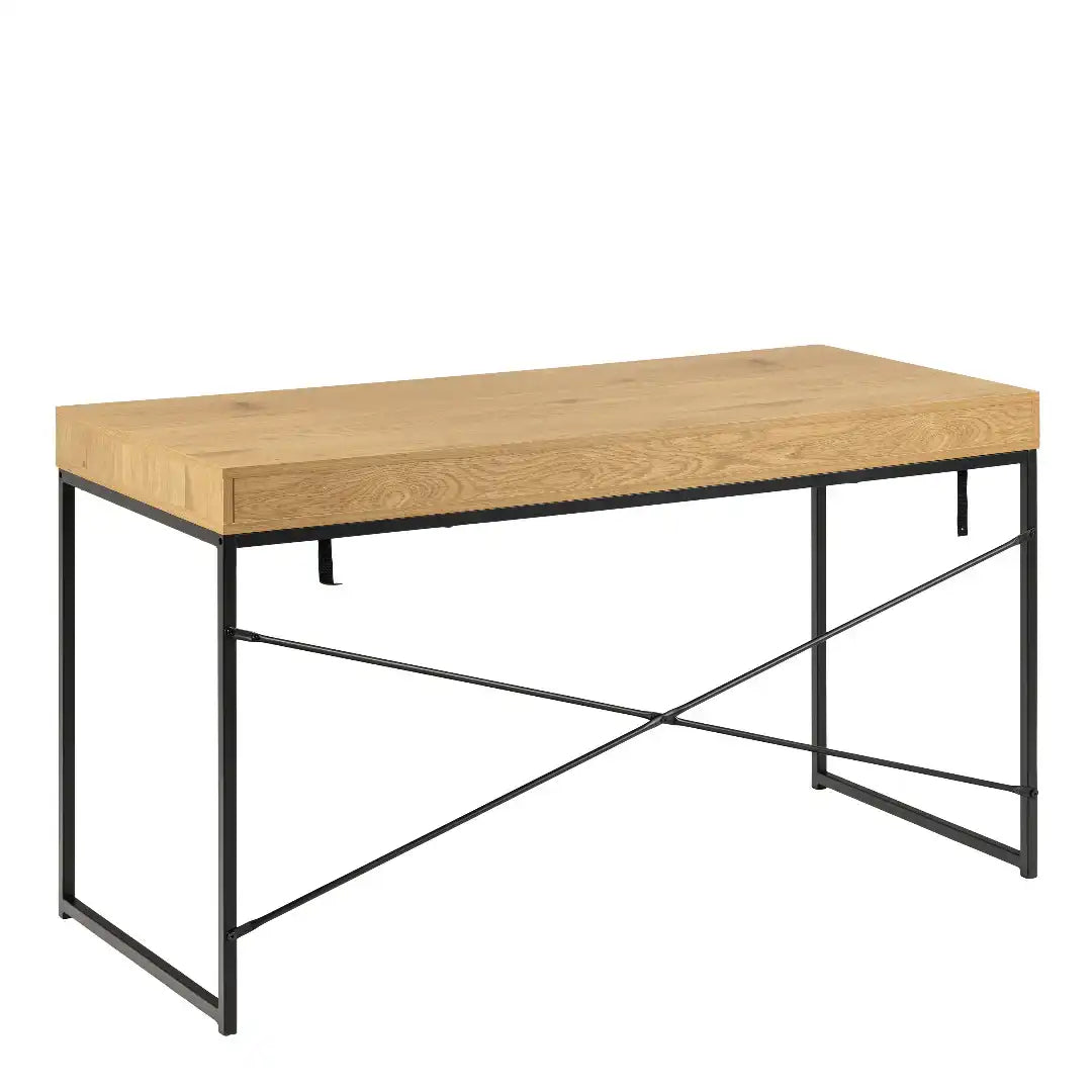 Seaford Office Desk with 1 Drawer in Black and Oak - Price Crash Furniture