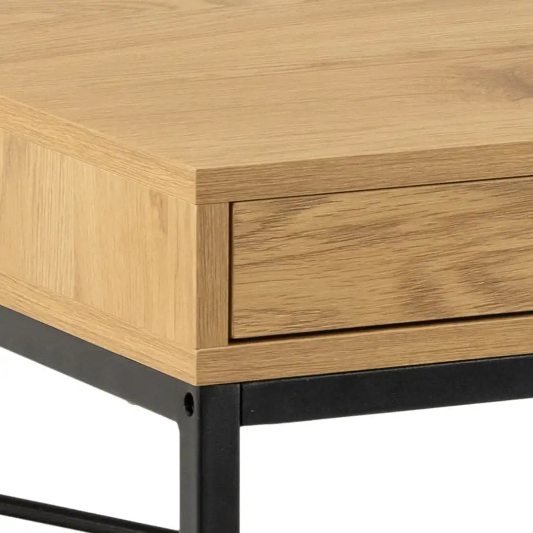 Seaford Office Desk with 1 Drawer in Black and Oak - Price Crash Furniture