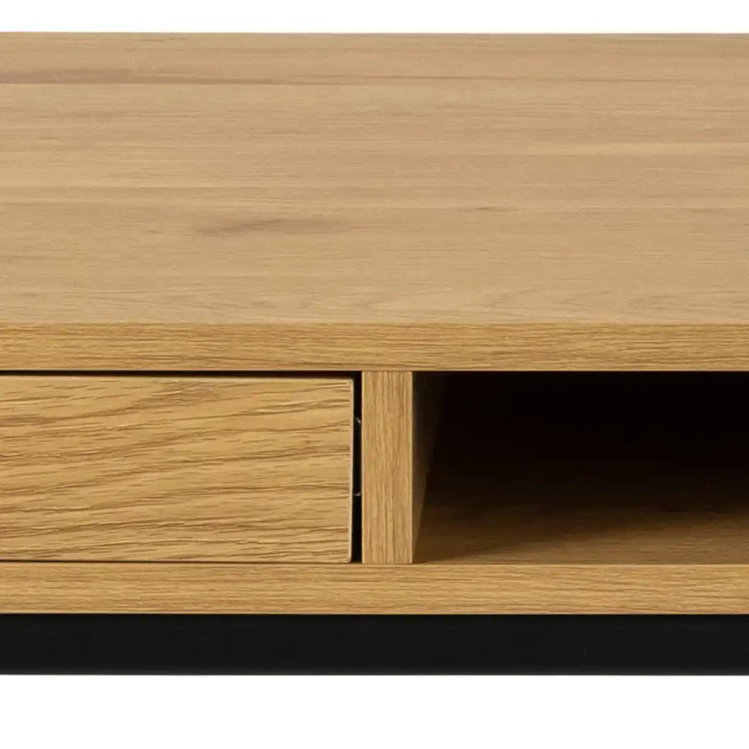 Seaford Office Desk with 1 Drawer in Black and Oak - Price Crash Furniture
