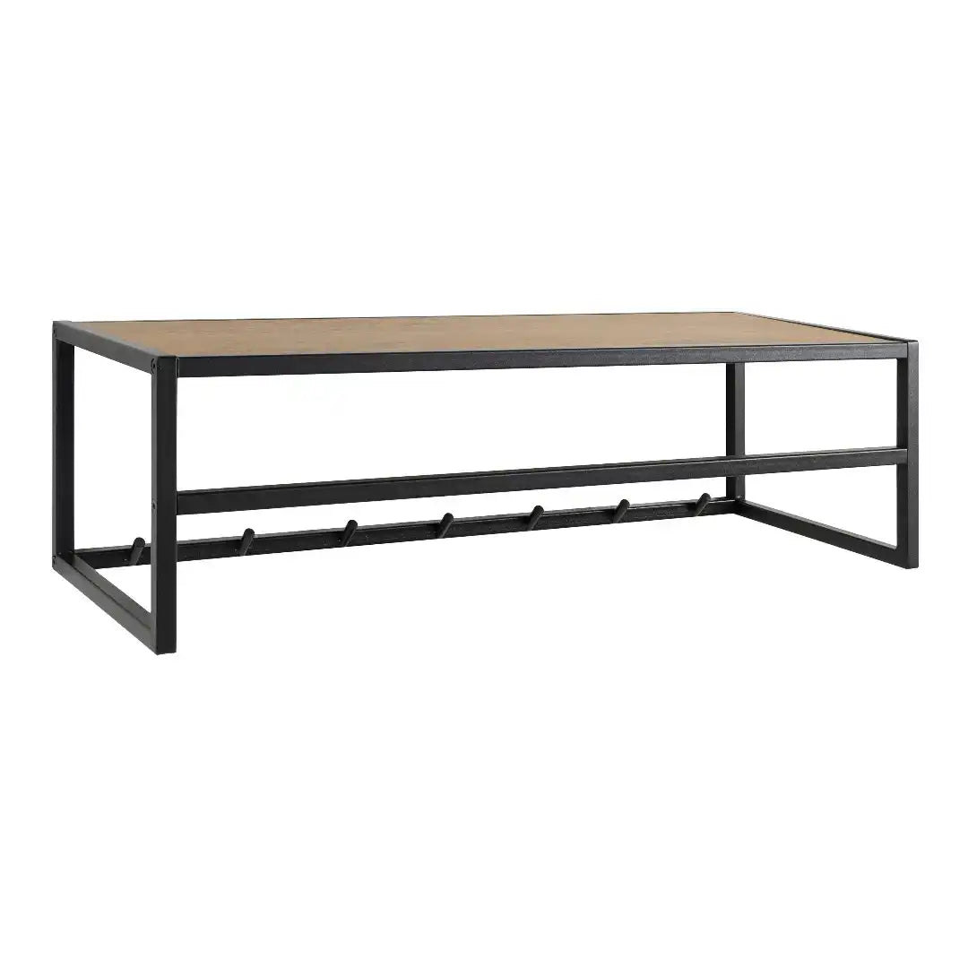 Seaford Black Metal Coat Rack with Oak Top - Price Crash Furniture