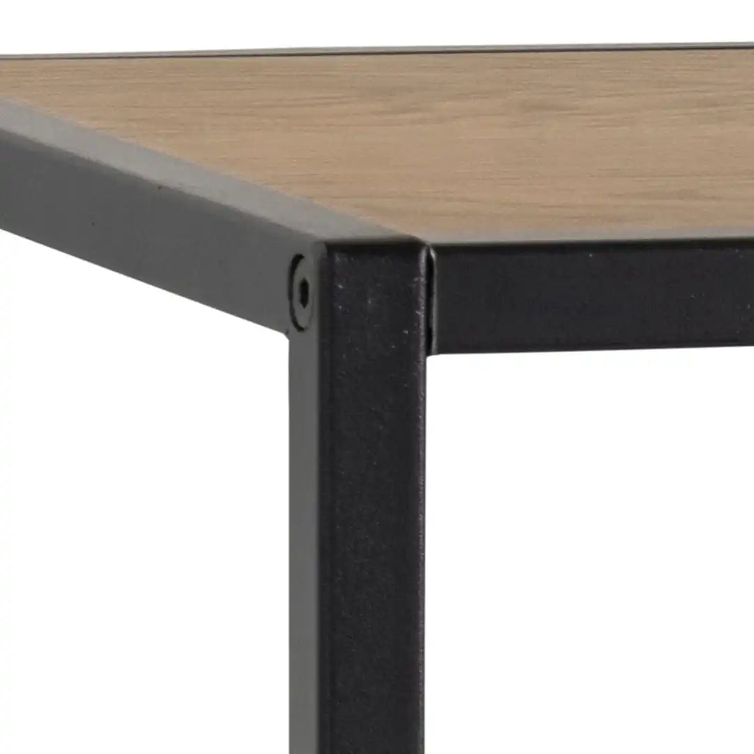 Seaford Black Metal Coat Rack with Oak Top - Price Crash Furniture