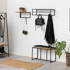 Seaford Black Metal Coat Rack with Oak Top - Price Crash Furniture