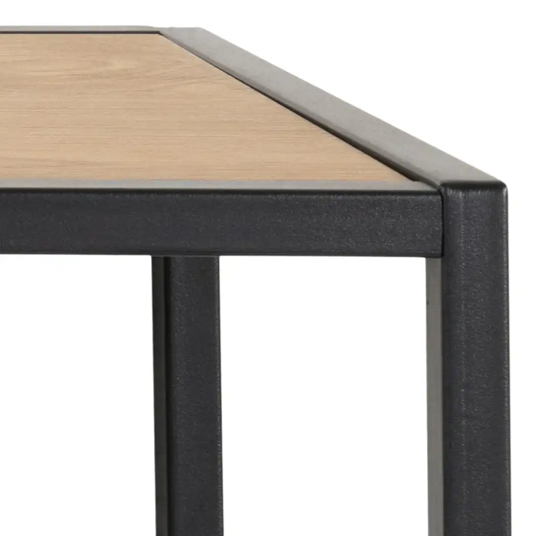 Seaford Black Metal Coat Rack with Oak Top - Price Crash Furniture