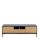 Seaford TV Unit 2 Doors 1 Drawer in Black & Oak - Price Crash Furniture