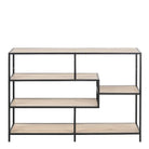 Seaford Wide Black Metal Bookcase with 4 Sonoma Oak Shelves - Price Crash Furniture