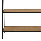 Seaford Black Metal Clothes Rack with 2 Oak Shelves - Price Crash Furniture