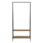 Seaford Black Metal Clothes Rack with 2 Oak Shelves - Price Crash Furniture