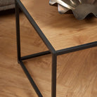 Seaford Rectangular Black Metal Coffee Table with Oak Top - Price Crash Furniture