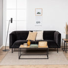 Seaford Rectangular Black Metal Coffee Table with Oak Top - Price Crash Furniture